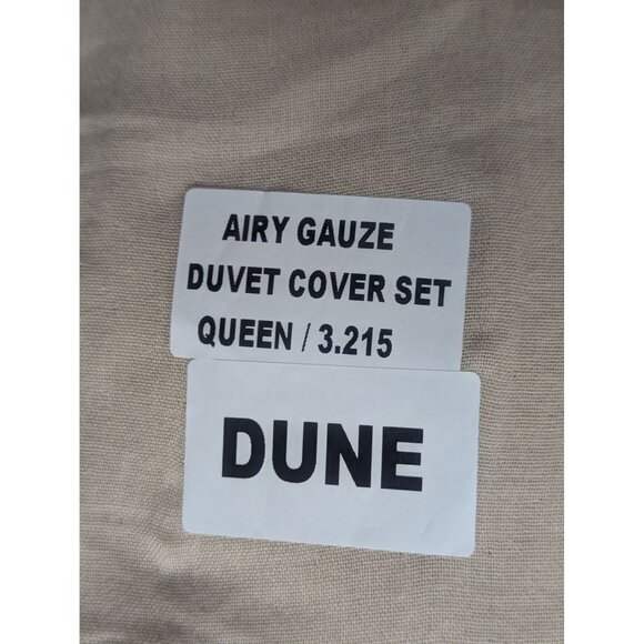 Quince- 100% Organic Airy Cotton Gauze Duvet Cover Set 3PC Dune Size Queen -NEW- - Picture 3 of 8